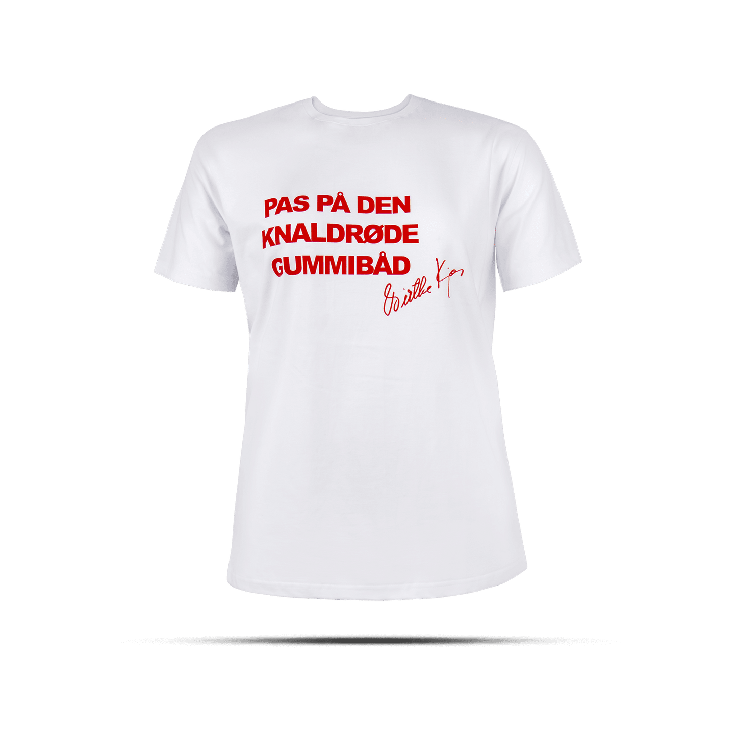 T-shirt - Pas på den knaldrøde gummibåd - Hvid